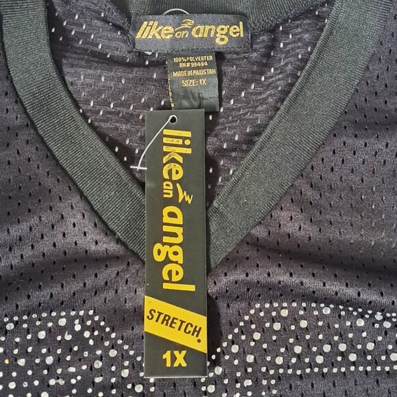 Like an Angel Size 1X, Short Sleeves Black 23 Rhinestone Jersey NWT - Picture 8 of 14